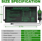 Seedling Heat Mat with Built-in Temperature Controller, 10" x 20.75" Waterproof Plant Heating Pad with Thermostat for Indoor Seed Starting Germination Hydroponics