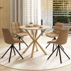 Tangkula 36" Round Dining Table, Mid-Century Modern Kitchen Table with Rubber Wood Legs, Vintage Table with Pedestal Base & Adjustable Foot Pads, Side Table for Home, Office, Bar (Oak)
