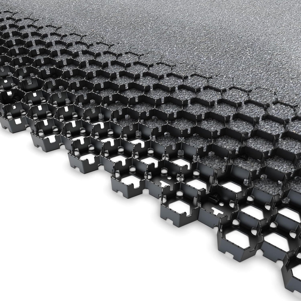 Vodaland Permeable HexPave System - Grass & Gravel Pavers - 100% Recycled PPE Plastic, Handles 27,000 lbs, 1" Depth, 65 s.f / 22 Units