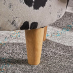 Modern Ottoman, Cow-Shaped Velvet Accent Footstool with Birch Legs for Living Room, Bedroom, Porch, Garden, Balcony Decor, Artsy Animal Print Foot Stool, Cute Foot Rest for Couch Sofa(Black + White