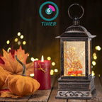 Fall Snow Globe Decorations, Glitter Red Truck Lantern with 6H Timer, USB/Battery Powered Lighted Décor for Home, Tabletop, Gift Box