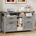 Halitaa File Cabinet with Open Storage Shelf for Home Office, Gray | Farmhouse, Lateral Filing Organization Storage Cabinets, 4 Drawers, Adjustable Shelf, Hanging Files Letter/A4