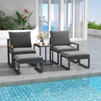 Tangkula Patio Ottoman Footrest, 220 LBS Capacity Outdoor Foot Stool with Cushion, All-Weather Aluminum Frame Footrest for Patio Furniture, Grey