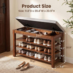 SolidWood Entryway Shoe Rack Storage Bench, Flip-Top Soft-Close Lid, 39.4'' | 550 lbs Max Load, Adjustable Shelves, Cushioned Entryway Shoe Organizer for Closet, Hallway, Foyer