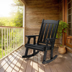 VINGLI Outdoor Rocking Chair, Heavy Duty 600 LBS Wooden Rocker, Black(1PC) | High & Comfortable Backrest, Weatherproof Patio Rocker with Ergonomic Design, for Patio, Garden, Porch
