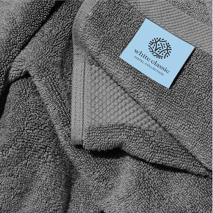 Luxury White Bath Towels Large - 100% Soft Cotton 700 GSM | Absorbent Hotel Bathroom Towel | 27 inch X 54 inch | Set of 4 | Gray