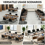 Folding Conference Table with Wheels, 47" Mobile Training Table, Flip Top Seminar Table for Office Classroom Meeting Room, Heavy Duty 440lbs Capacity, Space Saving Nesting Desk,2 Pack,47IN