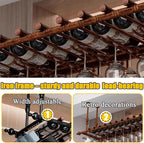 Suspended Ceiling Wine Rack,Hanging Wine Glass Holder 80x30cm,Gold | Industrial Iron Wine Adjustable Height (11.8"-23.6"), Champagne and Stemware Display Holder for Bar/Kitchen Organizer