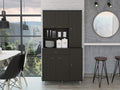 Kitchen Pantry Cabinet, Two Open Shelves, One Drawer, Multiple Cabinets, Black