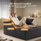 50" Oversized Chaise Lounge Chair Indoor, Plush Faux Fur Cloud Sofa Couch with Pillows, No Assembly Deep Seat Reading Chair Bed, Cozy Floor Couch for Living Room or Bedroom
