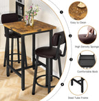 Recaceik 3 Piece Pub Dining Set, Modern bar Table and Stools for 2 Kitchen Counter Height Wood Top Bistro Easy Assemble for Breakfast Nook Living Room Small Space Restaurant, Rustic Brown 24”