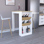 Multicolor Kitchen Island with Shelves and Table Top | Includes two side shelves for bottle display and low shelf for essentials