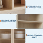 71" Kitchen Pantry Cabinet, Wooden Tall Sideboard Buffet Cabinet with 6 S-shaped Hooks, Pegboard and Hutch, Microwave Stand, Pantry Storage Organizers Coffee Bar for Dining Room or Living Room, Oak