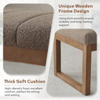 Zihanhome 52.7" Bedroom Bench for End of Bed, Modern Upholstered Teddy Fabric Entryway Bench & Dining Bench, Footrest Stool Bench with Solid Wood Frame for Bedroom, Living Room (Dark Brown)