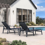 PURPLE LEAF Chaise Lounge Chair Outdoor 2 Pieces Pool Lounge Chairs 5 Adjustable Position with Armrests and Side Table, Aluminum Patio Lounge Chair for Outside, Backyard, Pool, Grey