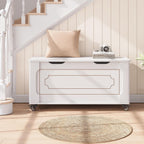 IDEALHOUSE Storage Chest, 39.4" Storage Bench Wooden Storage Trunk, White | Supports 350 lbs ＆ Safety Hinges, Lift-Top Entryway Bench, Shoe Bench for Entryway, Bedroom, Living Room, Modern Style