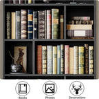 IRONCK 4-Tier Bookcase with Doors, Tall Storage Bookshelf, Black