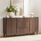CHITA 62" Sideboard Buffet Cabinet with Storage, Living Room Accent Cabinet with Drawers, Doors and Adjustable Shelves, for Bar, Kitchen, Walnut