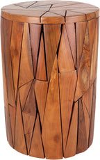 Teak Garden Stool - Rustic Farmhouse Side Table/Patio Side Table - Indoor Outdoor End Table - Indoor Outdoor Stool - Unique End Table