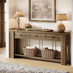 Tribesigns 70.9-Inch Long Console Table with 3 Drawers, Farmhouse Entryway Table with Storage, Rectangular Narrow Sofa Table Behind the Couch, Accent Table for Hallway, Living Room, Entry, Brown