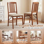 Giantex Folding Dining Chairs Set of 2, Foldable Wood Kitchen Chairs with Padded Seat, Max Load 420 Lbs, No Assembly, Wooden Dining Room Chair, Armless Side Chair for Home Apartment, Fruitwood & Beige