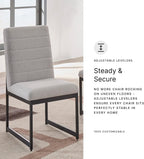 Signature Design by Ashley Tomtyn Dining Chair, Set of 2, Cushioned Polyester Side Chairs with Sturdy Metal Frame, Modern Urban Style for Kitchen or Dining Room, Light Beige & Gunmetal Gray