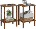 TUTOTAK End Table, Set of 2, Side Table, Nightstand, 2-Tier Storage Shelf, Sofa Table for Small Space, Living Room, Bedroom, Brown TB01BB035C