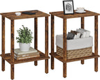 TUTOTAK End Table, Set of 2, Side Table, Nightstand, 2-Tier Storage Shelf, Sofa Table for Small Space, Living Room, Bedroom, Brown TB01BB035C
