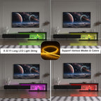 LED TV Stand for 65 75 85 Inch TV, Extendable Entertainment Center | 60 70 80 90 Inch TV Console Equipped with Light String, Two Pull-Down Door, TV Table for Living Room, Black