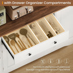 Brinlawb Buffet Cabinet with Storage & Charging Station, 53" Farmhouse Coffee Cabinet with Compartment Drawer, Sideboard Cabinets with Door and Adjustable Shelves for Kitchen, White