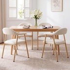 DUMOS Dining Chairs Set of 4, Linen Fabric Upholstered Kitchen Side Chairs with Curved Backrest & Metal Legs, Modern Farmhouse Accent Chairs for Dining Room Kitchen Living Room Cafe, Beige