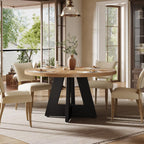 Tribesigns 47 inch Round Dining Table Wood Kitchen Table for Dining Room, 47" Dinner Room Tables for 4-6, Farmhouse Accent Furniture with Wooden Tabletop and Cross Base, Brown+Black