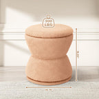 EazeHome Round Ottoman with Storage, Swivel Boucle Ottoman Vanity Stool, Upholstered Footstool with Storage Removable Lid, Modern Round Footrest Coffee Table for Living Room, Dorm, Makeup Room, Coral