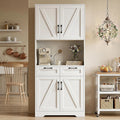 Tall Kitchen Pantry Cabinet with 2 Drawers, White Hutch Cabinet with Storage, Kitchen Pantry Storage Cabinet with Countertop and Adjustable Shelf, Tall Pantry for Kitchen