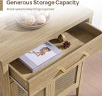 SICOTAS 30" Kitchen Sideboard Buffet Cabinet with Storage, Modern Farmhouse Coffee Bar Table with Adjustable Shelf & Gold Mesh Doors, Storage Cabinet with Drawer for Living Room Entryway, Light Walnut