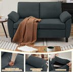 4 Piece Convertible Sectional Sofa Set, Modern Linen Small L Shaped Couch with Reversible Chaise, 3-Seater Sofa & Loveseat & Armchair for Living Room, Office, Apartment, Dark Grey