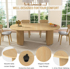 Extendable Dining Table 41–78 Inch, Round to Oval Expandable Kitchen Table for 4–8 People, Fluted Base Modern Farmhouse Design for Dining Room or Living Room, Natural Wood Finish