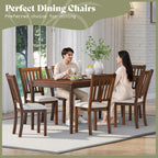 AMERLIFE Dining Chairs Set of 8, Farmhouse Upholstered Kitchen Dining Chairs with Curved Backrests, Padded Dining Room Chairs with Solid Wood Legs, Dark Brown