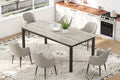 71" Large Industrial Dining Table, Rectangular Wooden Table with Sturdy Metal Legs & Rounded Edges, Kitchen, Living Room or Writing Desk,1.8m(Grey & Black Leg)