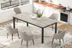 71" Large Industrial Dining Table, Rectangular Wooden Table with Sturdy Metal Legs & Rounded Edges, Kitchen, Living Room or Writing Desk,1.8m(Grey & Black Leg)