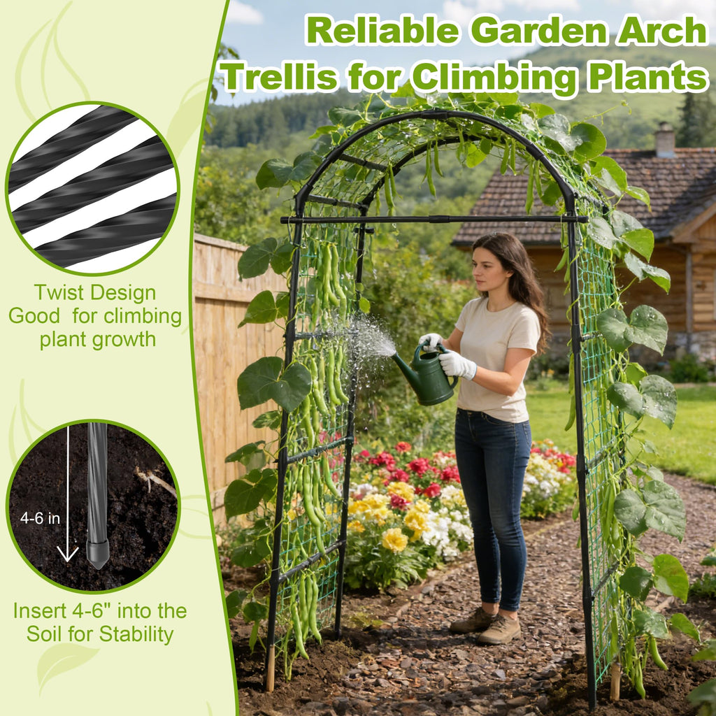 Miory Garden Arch Trellis for Climbing Plants Outdoor, 7ft Tall Plants Support Trellis for Climbing Vine Tomato Vegetable Flower Fruit, Cucumber Trellis for Raised Bed (32 x 83 Inch)