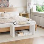Wisuce Bamboo Dining Bench, 35 inch Entryway Indoor Kitchen Bench, White | Natural Bamboo, 450LBS Weight Capacity, Grille Farmhouse Style, Ideal for entryways, bedrooms, outdoor settings