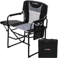 SUNNYFEEL Oversized Camping Chair Portable Directors Chairs with Side Table | Heavy Duty Folding Lawn Chair for Adults 300LBS with Compact Size, Breathable Mesh, Pocket & Carry Bag for Outdoor, Lawn, RV