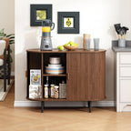 Buffet Cabinet with Storage, Fluted Sideboard Buffet with Sliding Door, Coffee Bar Cabinet with Adjustable Shelf, Console Table, Accent Table for Entryway, Kitchen (Walnut, 40 Inch)
