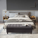 Versatile Storage Ottoman with Upholstered Soft-Touch Fabric Top and Sturdy Wood Frame for Living Room or Bedroom Use