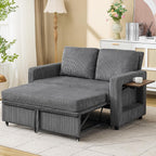 3 in 1 Convertible Sofa Bed, Pull Out Couch with Dual USB and Type C Ports, Chenille Fabric Loveseat Sleeper Sofa Bed, Sofa Bed with Foldable Side Table for Living Room Home Office Apartment