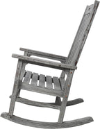 Oversized Wooden Porch Rocker Chair: Classic Fir Wood Design with 21-Inch Wide Seat & High Backrest - Smooth Rocking Motion for Indoor & Outdoor Use - Supports Up to 330 lbs