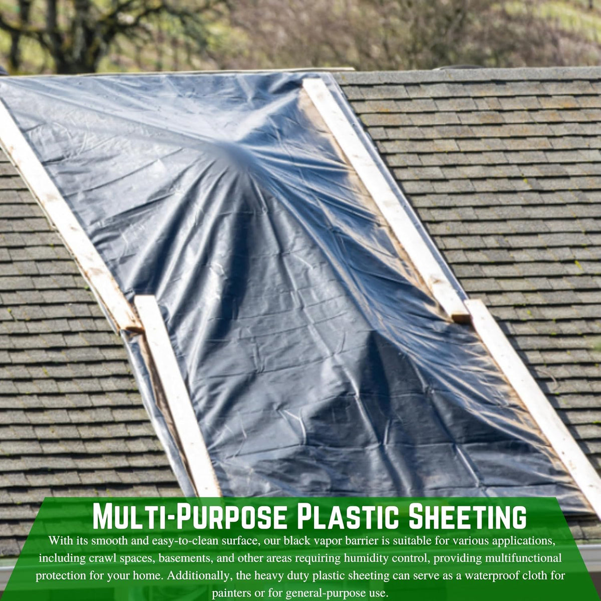 Farm Plastic Supply - Crawl Space Vapor Barrier - 10 Mil - Black Vapor Barrier, Thick Plastic Sheeting, Heavy Duty Polyethylene Film, Drop Cloth Covering for Crawlspace, Basement (2.5' x 100')