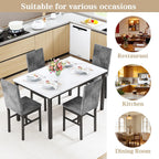 Hooseng Kitchen Table Set 5 Piece Dining Room Table Set Marble Dining Table 4 Chair Dining Table Set for Kitchen Living Room Breakfast Small Spaces (Grey)