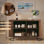 HUAHUU Sideboard Buffet Cabinet with Storage, 54.3" Storage Cabinet with Sliding Door & Adjustable Shelf, Mid Century Modern Coffee Bar Console Table for Kitchen, Entryway, Walnut